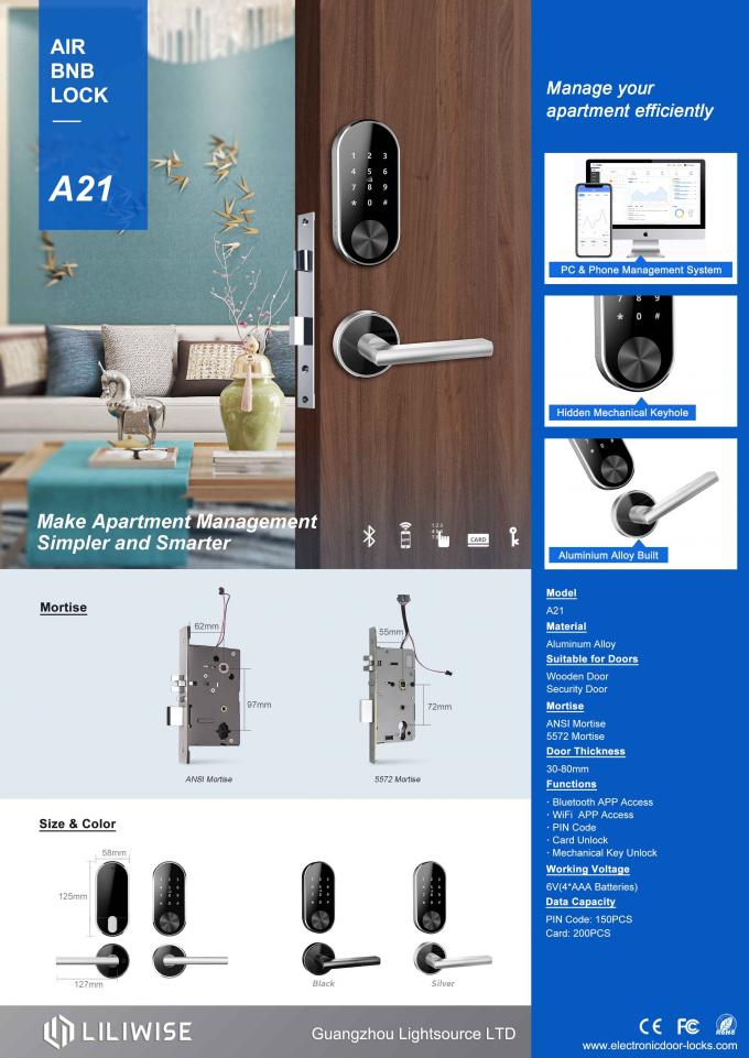 Khóa cửa căn hộ WiFi Truy cập Bluetooth Chia tách chống trộm Mật khẩu kỹ thuật số Khóa cửa cho Airbnb 0