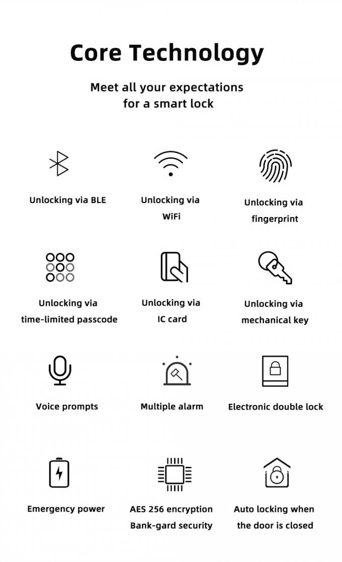 Tùy chỉnh Wi-Fi tùy chỉnh Khóa cửa kỹ thuật số thông minh Mã thẻ Vân tay 1