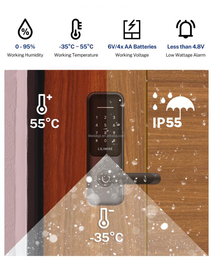 Tuya WiFi BLE Smart Door Lock với dấu v&acirc;n tay v&agrave; b&agrave;n ph&iacute;m 3