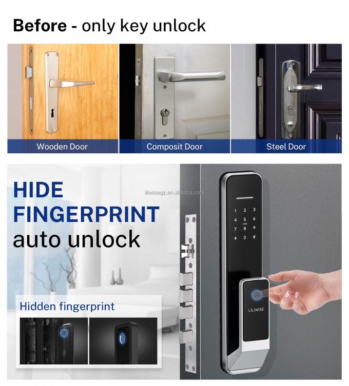 Liliwise Security Digital Doorbell Tuya Wifi Smart Fingerprint Lock Face Recognition Camera Kh&oacute;a cửa Kh&oacute;a kiểm so&aacute;t De Accesos 12