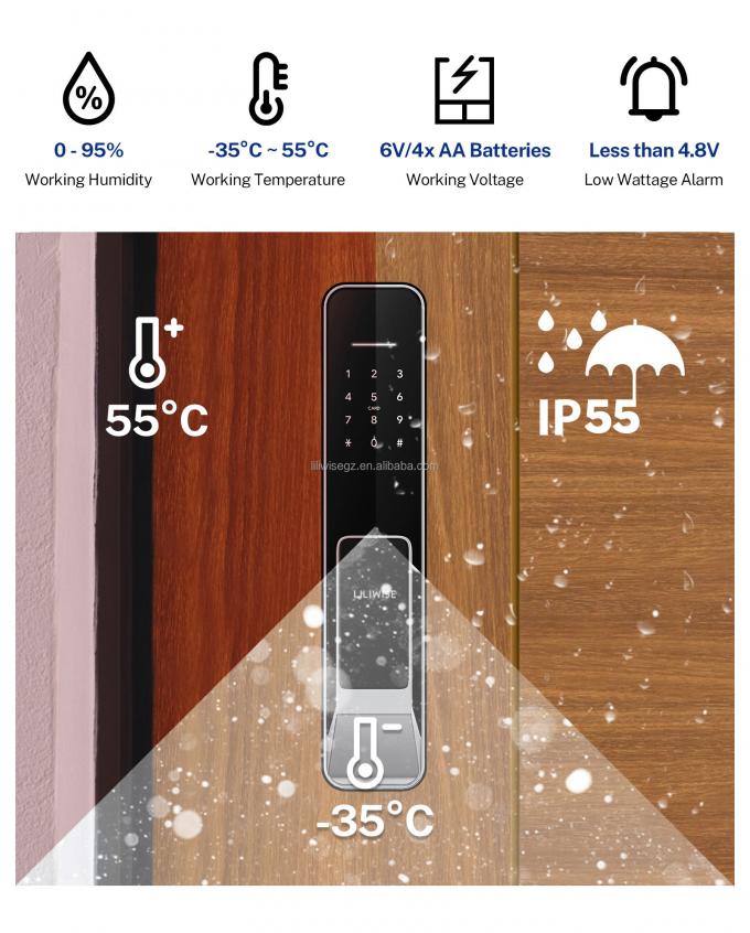 Liliwise Security Digital Doorbell Tuya Wifi Smart Fingerprint Lock Face Recognition Camera Kh&oacute;a cửa Kh&oacute;a kiểm so&aacute;t De Accesos 20