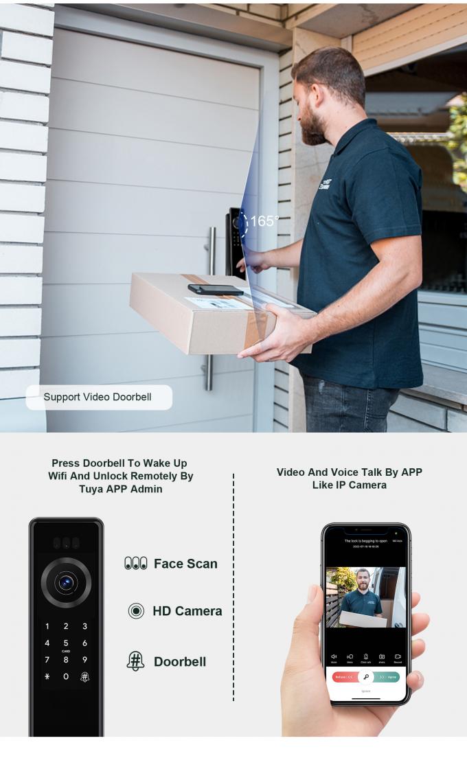 Liliwise Fechadura kỹ thuật số Tuya th&ocirc;ng minh Cerradura Wifi An ninh mật khẩu kh&ocirc;ng d&acirc;y kh&ocirc;ng ch&igrave;a kh&oacute;a kh&oacute;a cửa th&ocirc;ng minh với m&aacute;y ảnh 8