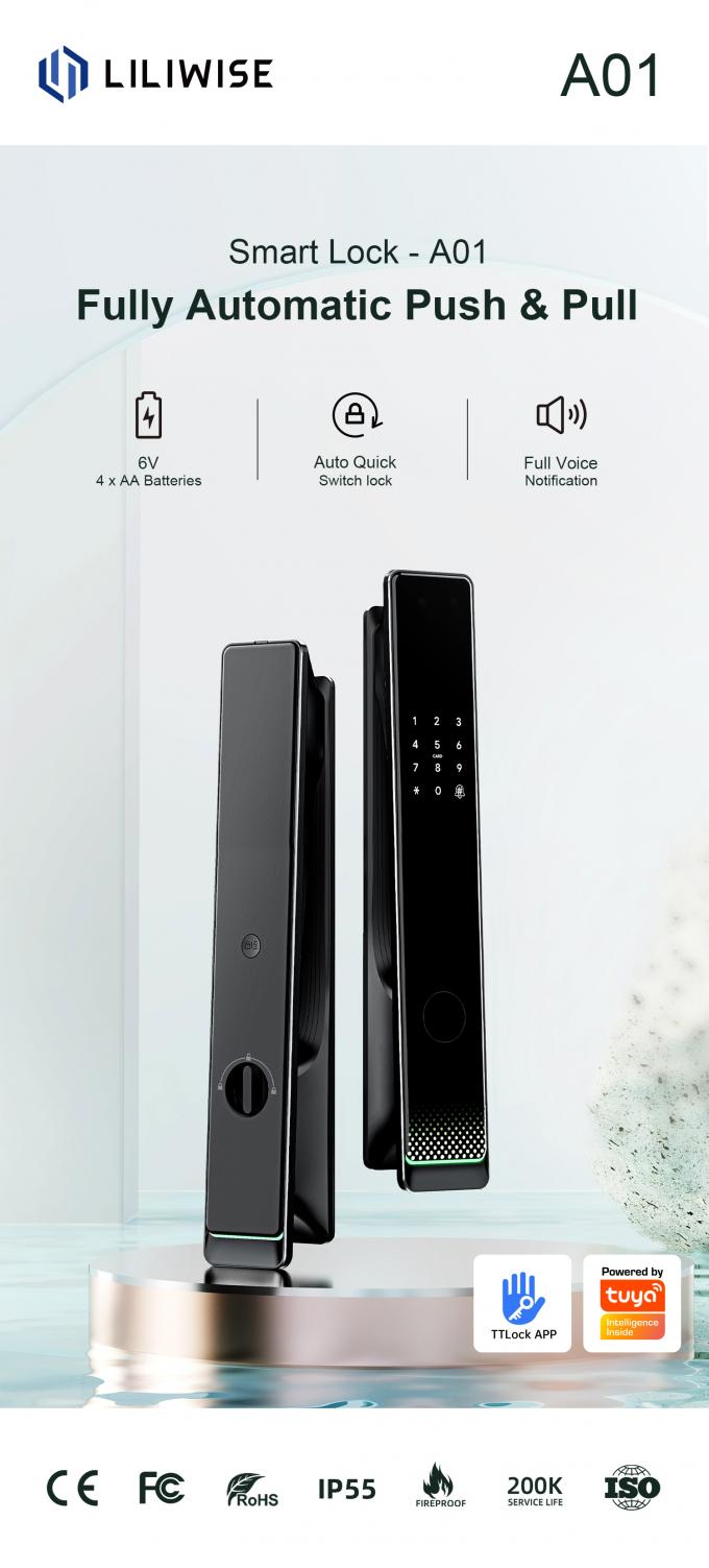 Liliwise Bimoetric Password Lock Tuyawifi Huellas Dactilares Điện Số Cerradura Electronica Intelligente Kh&oacute;a cửa th&ocirc;ng minh 2