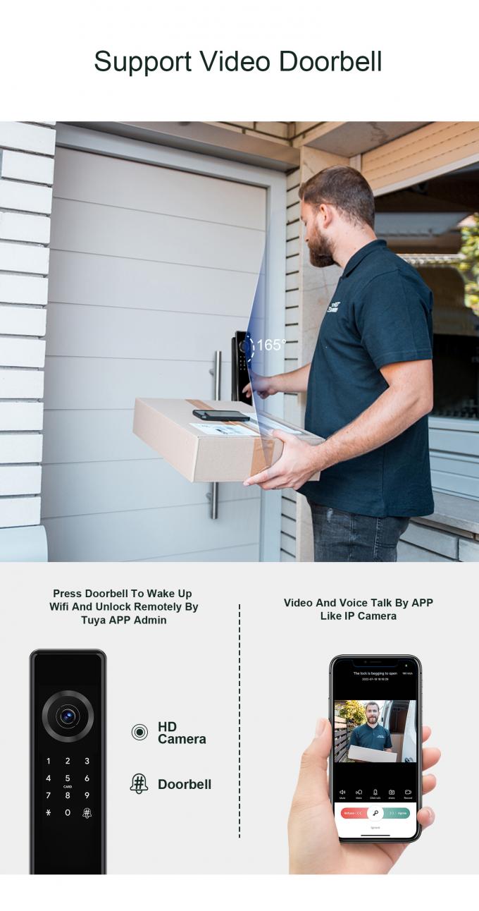 Liliwise Tuya Ttlock Cerraduras Electrices Wifi Dấu v&acirc;n tay M&aacute;y ảnh kỹ thuật số Kh&oacute;a cửa th&ocirc;ng minh với m&aacute;y ảnh 8