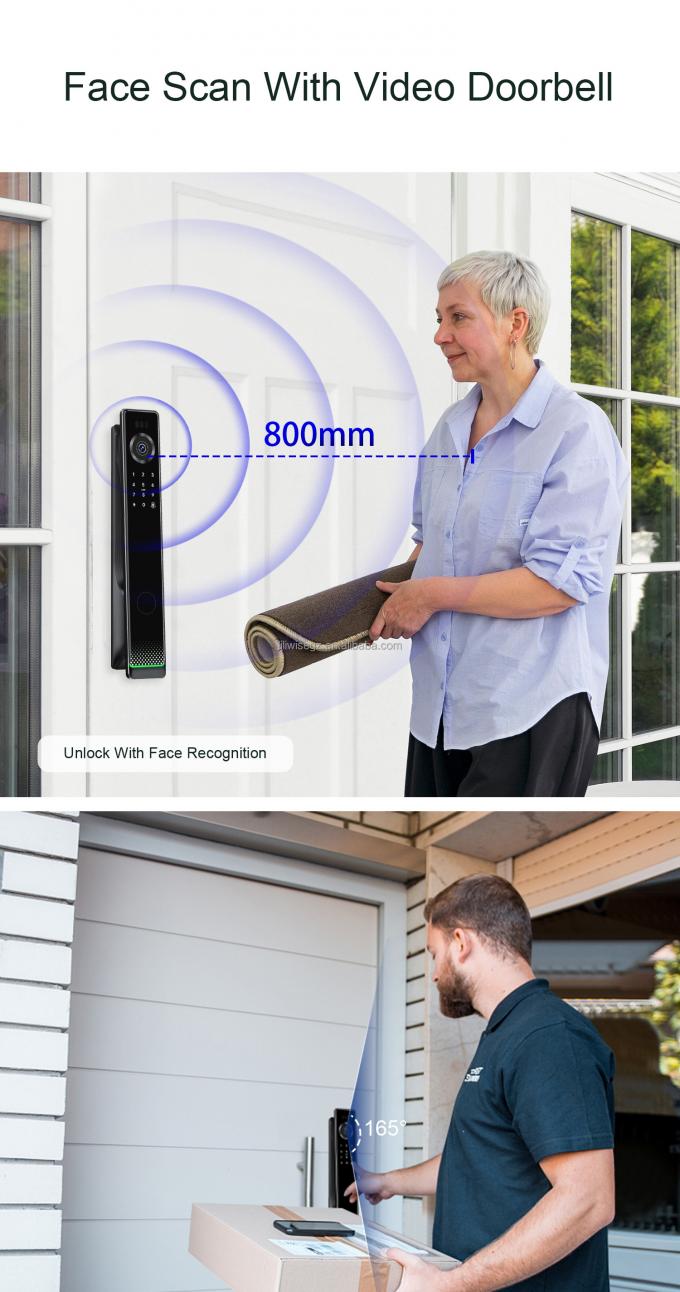 Liliwise chống nước ng&oacute;n tay Smart Lock Ttlock Tuya Face Recognition Wifi 3D Smart Door Lock Với Camera Wifi 6