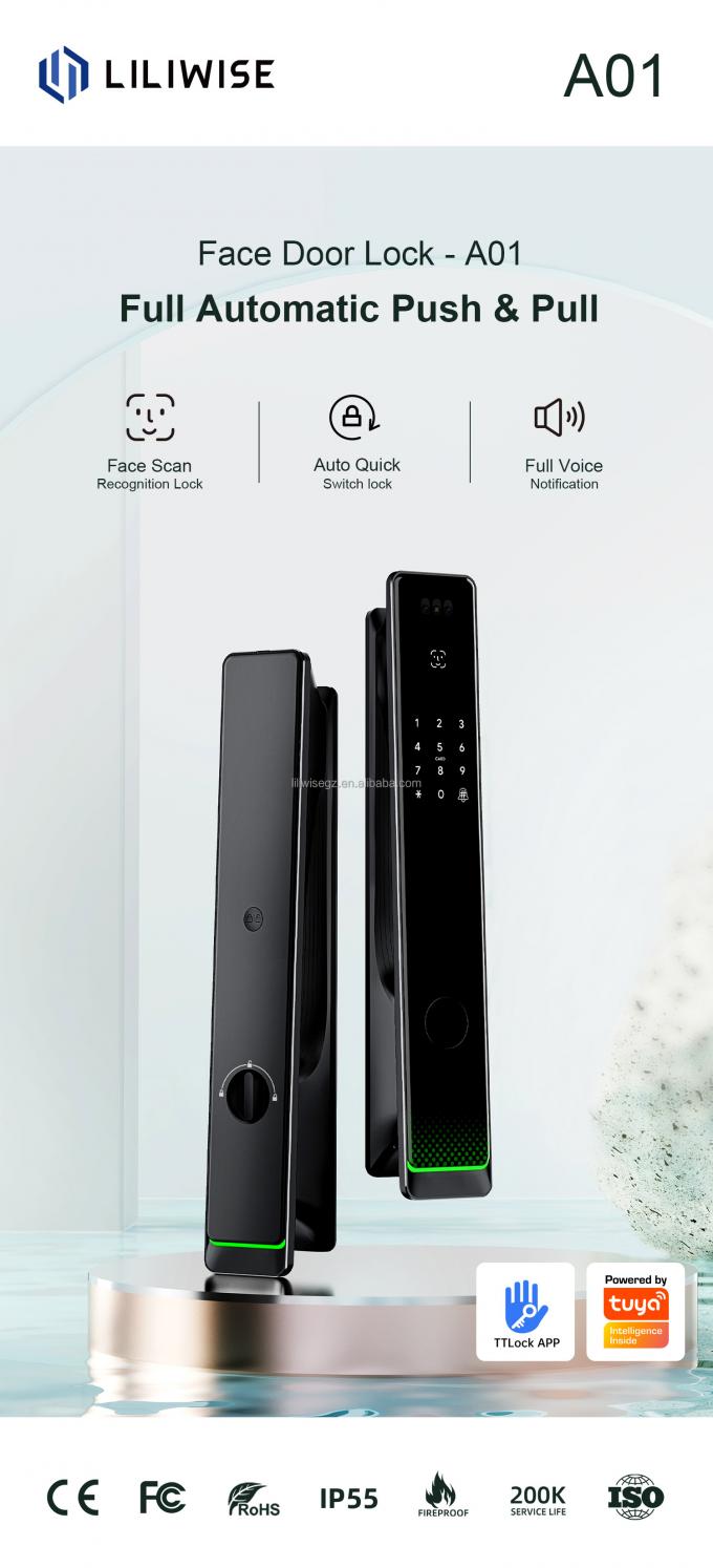 Liliwise Tuya An ninh gia đình Khóa cửa trước Khóa cửa ngoài Digital fingerprint An ninh chống nước Nhận dạng khuôn mặt Khóa thông minh 2