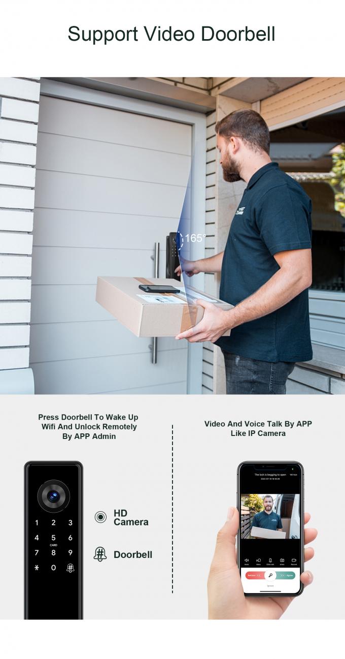 Liliwise Tuya Ttlock Kh&oacute;a sinh trắc học tự động Kh&oacute;a RFID Thẻ Wifi Ứng dụng Bạch v&acirc;n tay Kh&oacute;a cửa th&ocirc;ng minh Với M&aacute;y ảnh 10