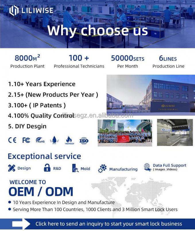 Liliwise Waterproof Tuya APP WiFi BLE Fingerprint Smart Lock Slim Door Lock cho hồ sơ hẹp Cửa nh&ocirc;m Cửa gỗ 0