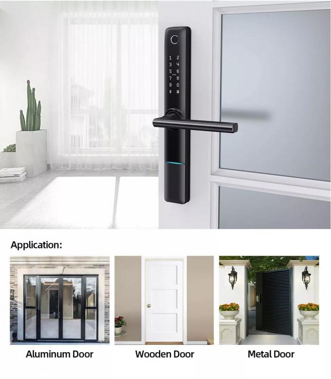 Liliwise Waterproof Tuya APP WiFi BLE Fingerprint Smart Lock Slim Door Lock cho hồ sơ hẹp Cửa nh&ocirc;m Cửa gỗ 4