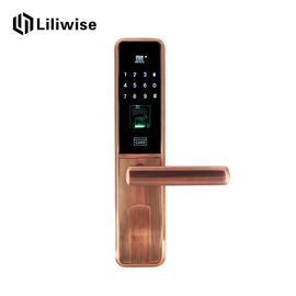 Kết hợp Khóa cửa điện tử Bàn phím Deadbolt Đồng đỏ với Máy quét ngón tay