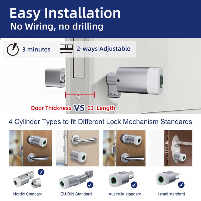 Liliwise Dấu v&acirc;n tay RFID Thẻ Kh&oacute;a cửa chống nước Định hướng WiFi BLE Tuya Ttlock Kh&oacute;a xi lanh th&ocirc;ng minh để thay thế m&aacute;y m&oacute;c cũ 3